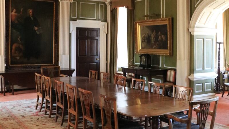 The dining room in Howth Castle where a place is routinely set for Granuaile, Ireland’s pirate queen, for the past 450 years when the family dine.