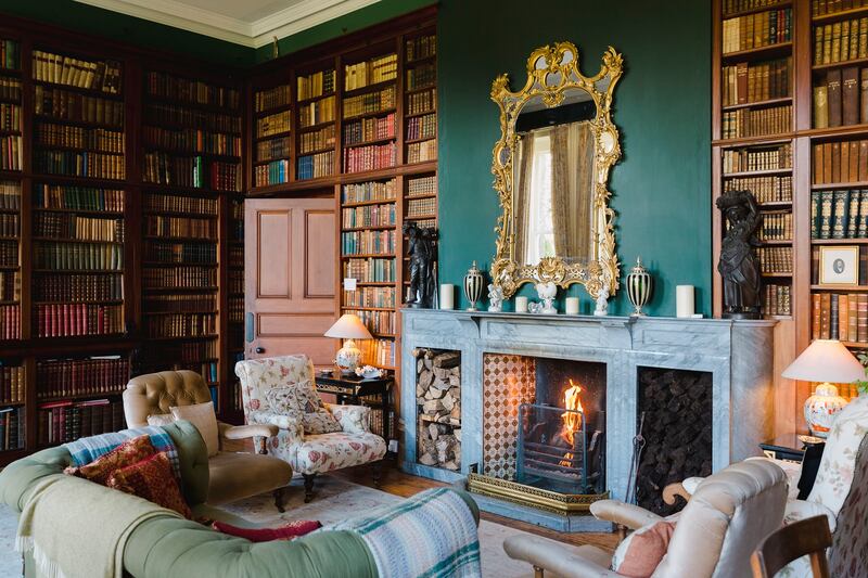 The library at Clonalis House, Castlerea, Co Roscommon.