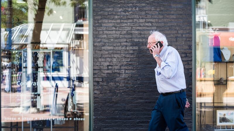 Bernie Sanders  in Burlington, Vermont, last Monday. Sanders  ‘is the guy trying to yank his party back to its working class roots and steer Joe Biden in a bolder, more progressive direction’. Photograph: Ian Thomas Jansen-Lonnquist/New York Times