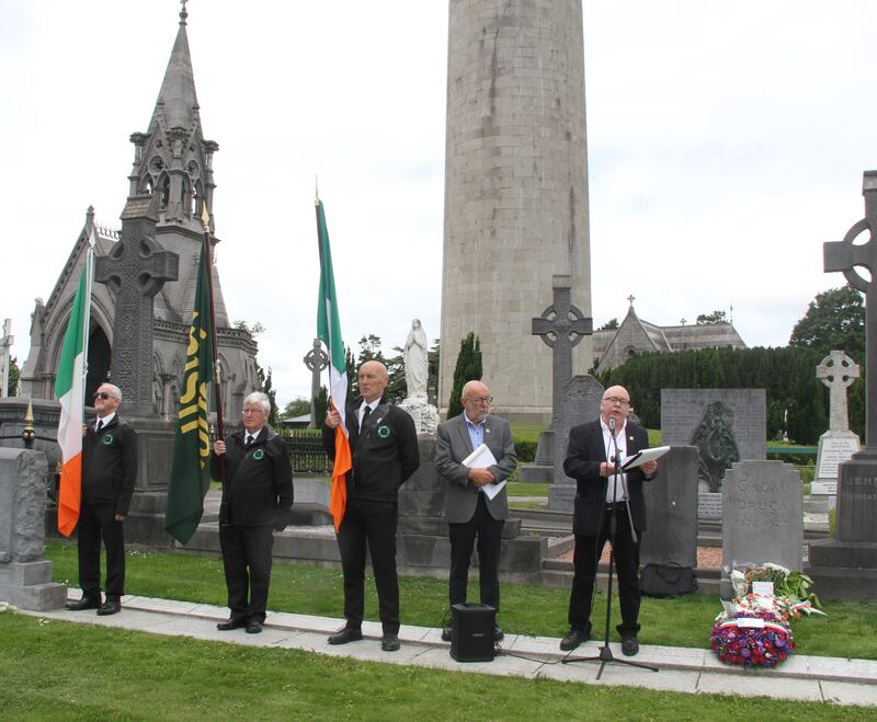 Historian Mario Corrigan delivers his oration at Saturday's Cathal Brugha commemoration.