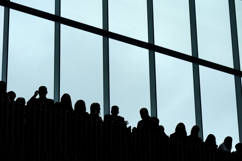 The audience gather to listen to US president Joe Biden deliver his keynote speech at Ulster University. Photograph: Aaron Chown/PA