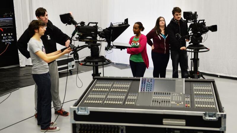 IADT students try out the institute’s new state-of-the-art technology. Photograph: Cyril Byrne