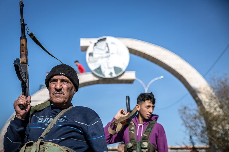 Local villagers came to guard the Syrian border with Lebanon following the fall of the Assad regime. Photograph: Sally Hayden