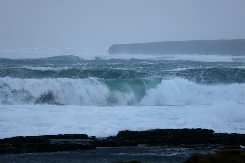 Heavy waves off Liscannor, Co Clare. Photograph: Alan Betson/The Irish Times

