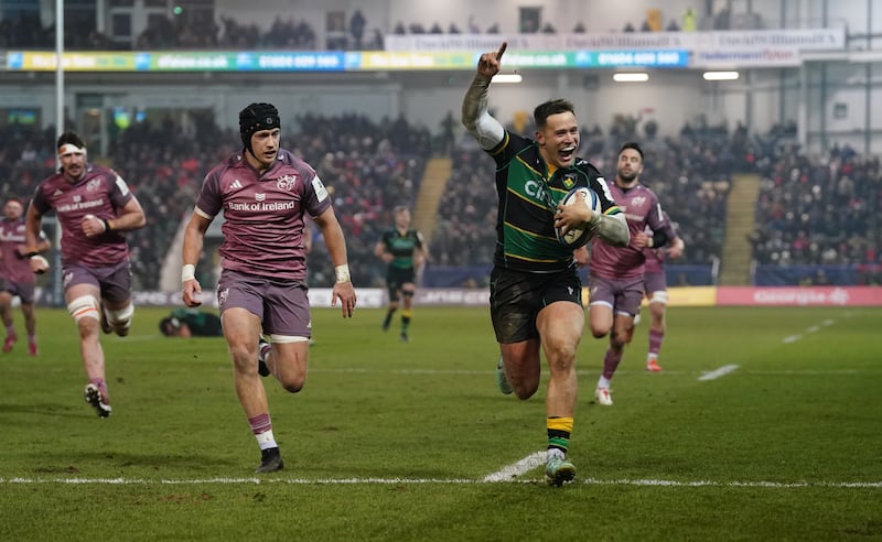 Tom Seabrook runs in Northampton's fifth try against Munster on Saturday. Photograph: David Davies/PA Wire