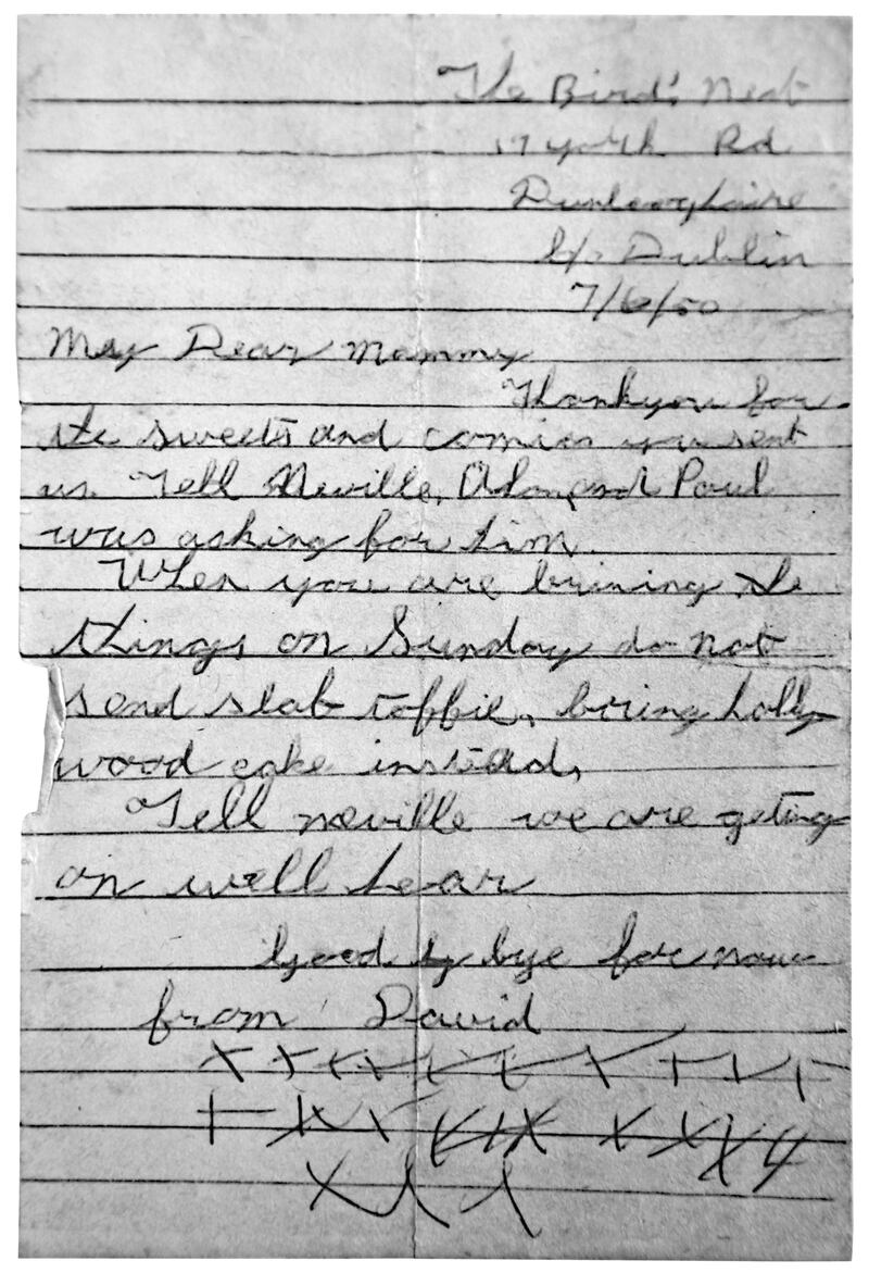 Letter sent by David Tilson to his mother from the Birds’ Nest orphanage in 1950. Image courtesy of the Tilson family