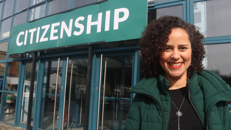 Élida Sousa from Brazil at the citizenship ceremony in the RDS on Friday. Photograph: Ronan McGreevy