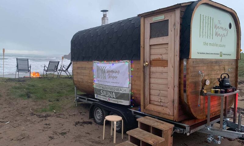 Warming Wagon: the mobile sauna pops up regularly at sunrise and sunset on Inch Beach, in Co Cork