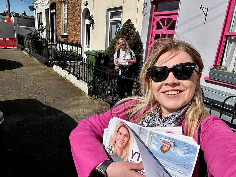 Ellen O'Doherty canvassing for the Social Democrats in Dublin Central. Photograph: Ellen O'Doherty/Facebook