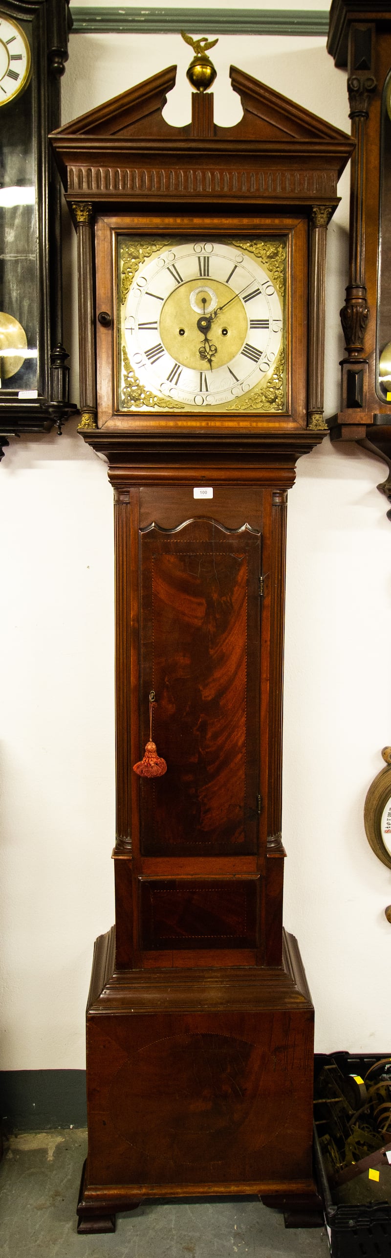 Irish Georgian long-case grandfather clock in Chippendale style case (€800-€1,200), 1770, made by Francis Sperils