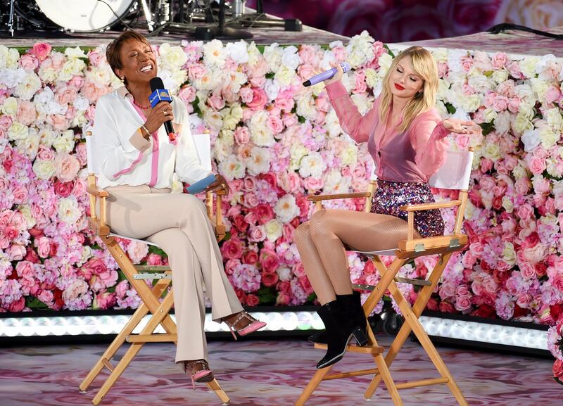 Taylor Swift  chats with host Robin Roberts on ABC’s Good Morning America on Thursday.  Photograph:  Evan Agostini/Invision/AP