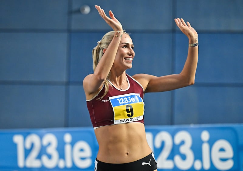 Sharlene Mawdsley after winning the women's 400m final at this year's National Indoor Championships. Photograph: Sam Barnes/Sportsfile