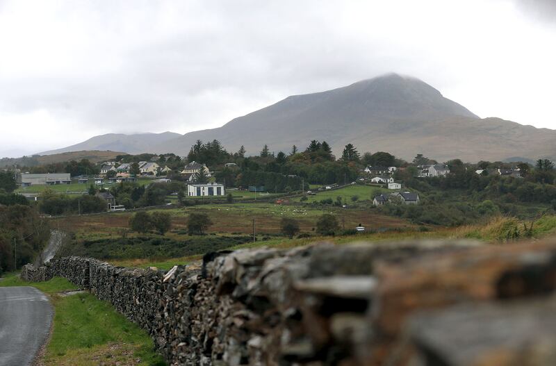 The village of Creeslough below nearby Muckish mountain. Photograph: Declan Doherty