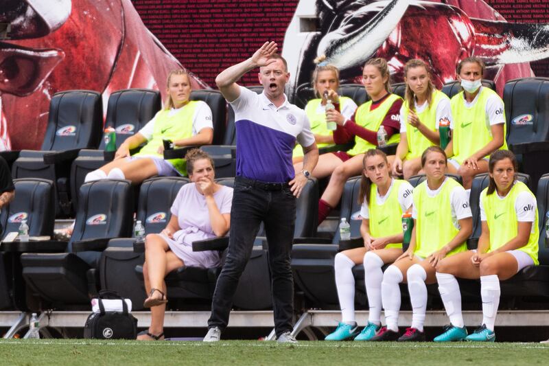 Racing Louisville FC head coach Christy Holly during a game between Racing Louisville and NJ/NY Gotham City at Red Bull Arena on August 15, 2021 in Harrison, New Jersey. Photograph: Howard Smith/ISI Photos/Getty Images