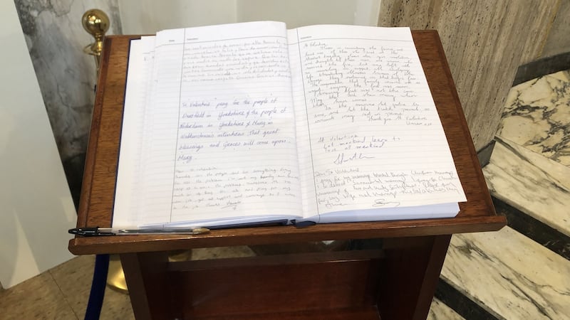 Handwritten petitions to St Valentine at Whitefriar Street church, Dublin. File photograph