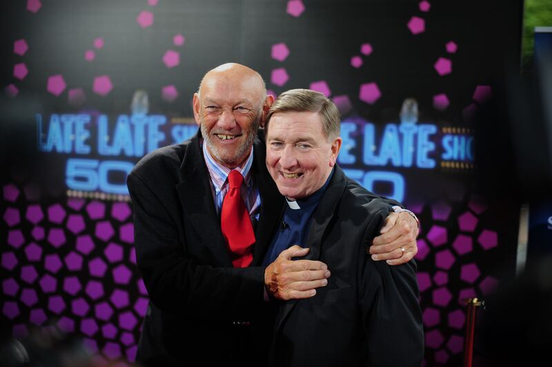 Paddy Cole and Fr Brian D'Arcy at The Late Late Show in 2012. Photograph: Aidan Crawley