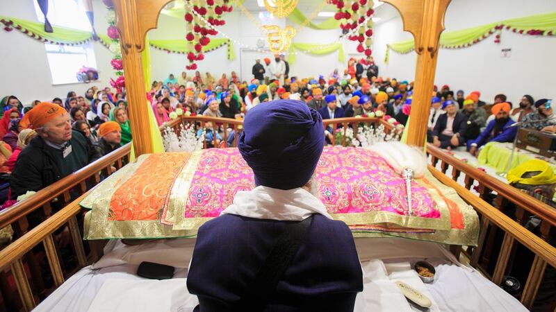 Scenes from a ceremony marking the Sikh festival of Vaisakhi at a temple in Sandymount, Co Dublin. Photograph: Gareth Chaney Collins