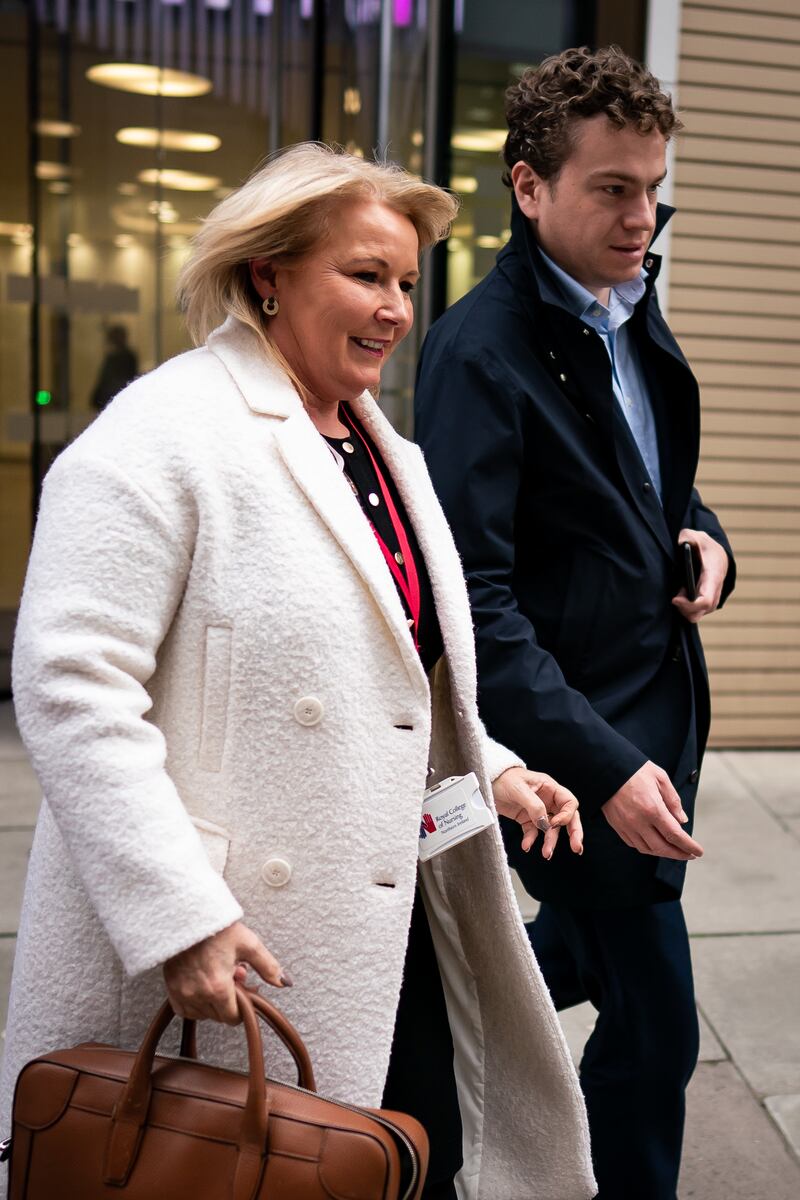 Pat Cullen leaves the Department of Health in Westminster, London, following her meeting with health secretary Steve Barclay as he tries to avert strike action, on November 10th. Photograph: Aaron Chown/PA