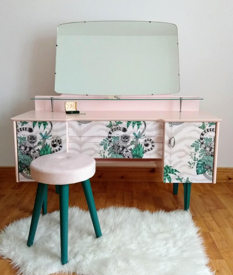 Dressing table and stool restored and handpainted by Ann Louise Tyson