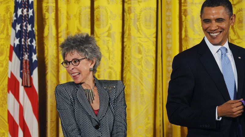 National Medal of the Arts recipient Rita Moreno just before then US president Barack Obama presents her medal on February 25th, 2010. Photograph: Tracy A Woodward/The Washington Post via Getty Images