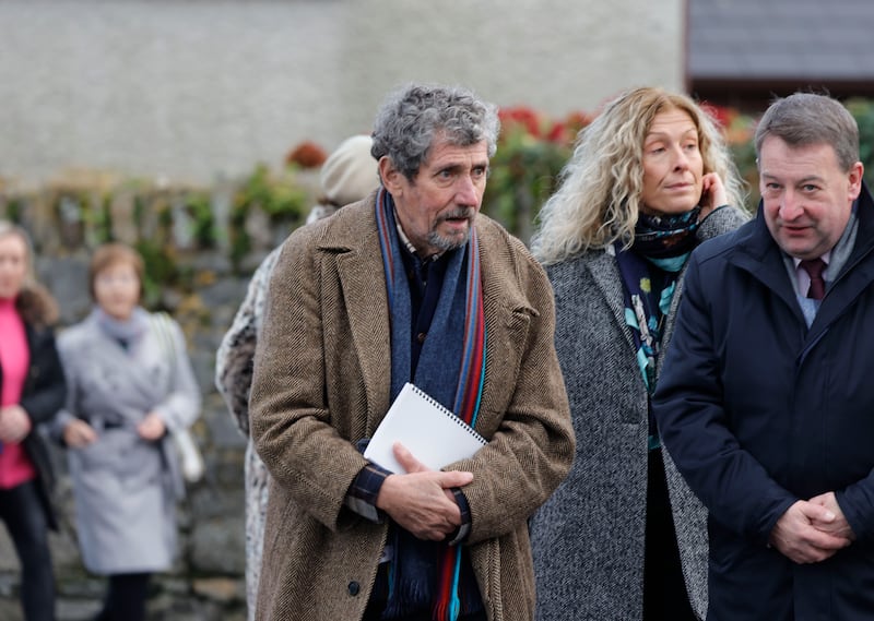 Charlie Bird and wife Claire arrive at the memorial service for Vicky Phelan. Photograph: Alan Betson

