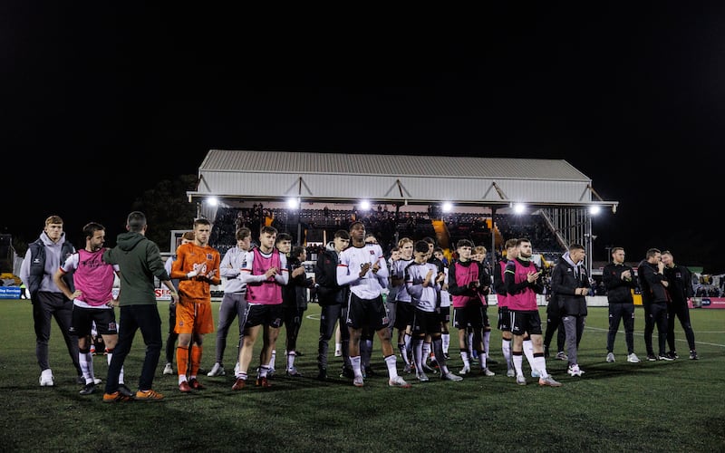 The Dundalk team dejected after defeat by Derry two weeks ago. Photograph: Ben Brady/Inpho