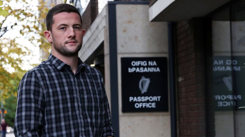 John Mullen outside the Passport Office on Lower Mount street in Dublin. Photograph: Laura Hutton