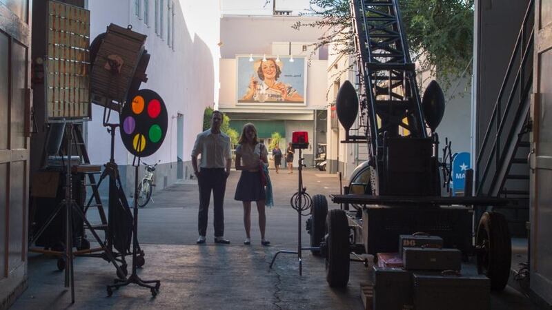 La La Land: Ryan Gosling and Emma Stone look behind the scenes. Photograph: Dale Robinette/Lionsgate