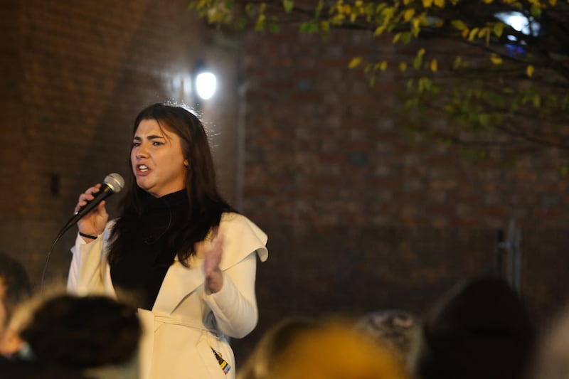 Natasha O’Brien at the protest march: 'When survivors are thrown away by the system and continuously ignored and made feel invisible... what is our country doing to protect us? Nothing.' Photograph: Collins Photos