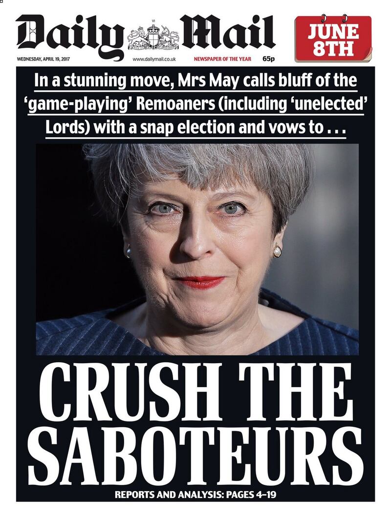 Brexit Britain: the Daily Mail characterised recalcitrant judges and parliamentarians as “saboteurs”