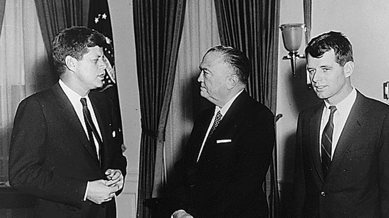 This February 23rd, 1961 photo  from the US National Archives shows then US President John F Kennedy (left), FBI director J Edgar Hoover (centre), and attorney general Robert F Kennedy in the Oval Office at the White House, in Washington, DC. File photograph: National Archives/AFP/Getty Images