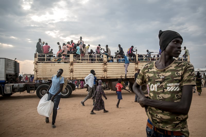 People at a transit centre in Renk, South Sudan. Photograph: Sally Hayden