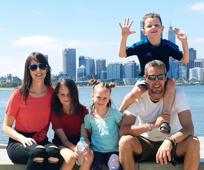 Eimear Beattie with her husband, Anthony, and children, Bronagh, Keela and Tiernan, in Perth