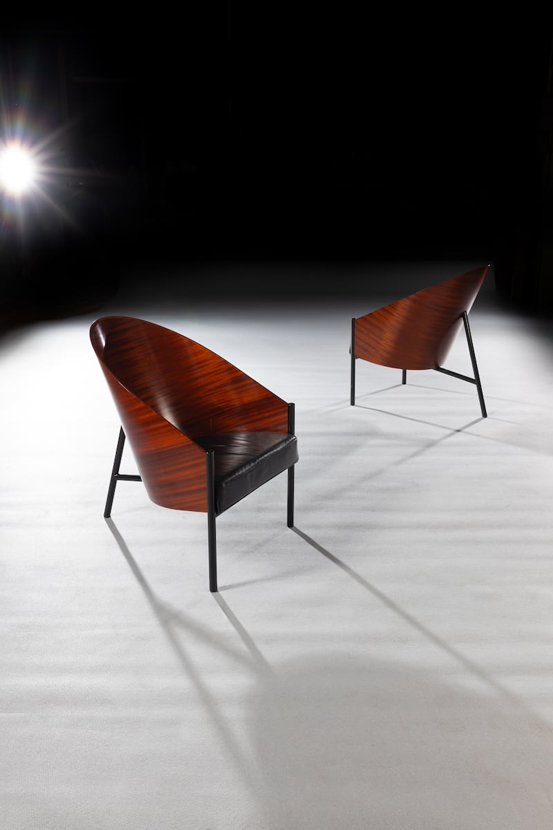 A pair of Pratfall easy chairs custom made by Phillip Starck for Café Costes in Paris (€2,000-€3,000)