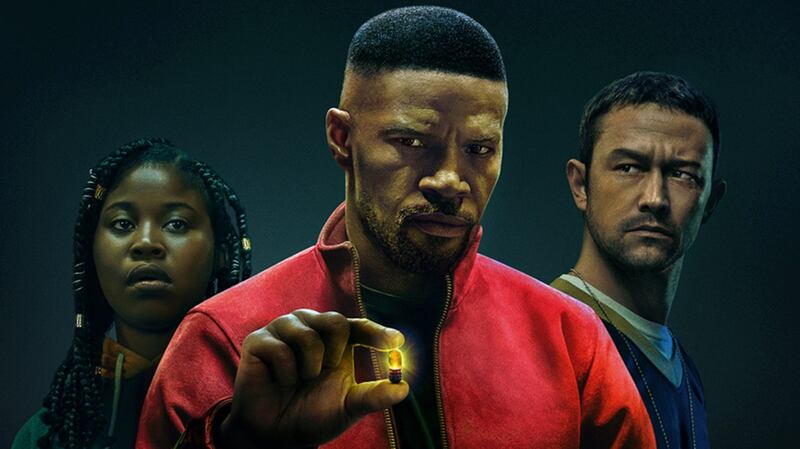 Dominique Fishback, Jamie Foxx and Joseph Gordon-Levitt in poster artwork for Project Power