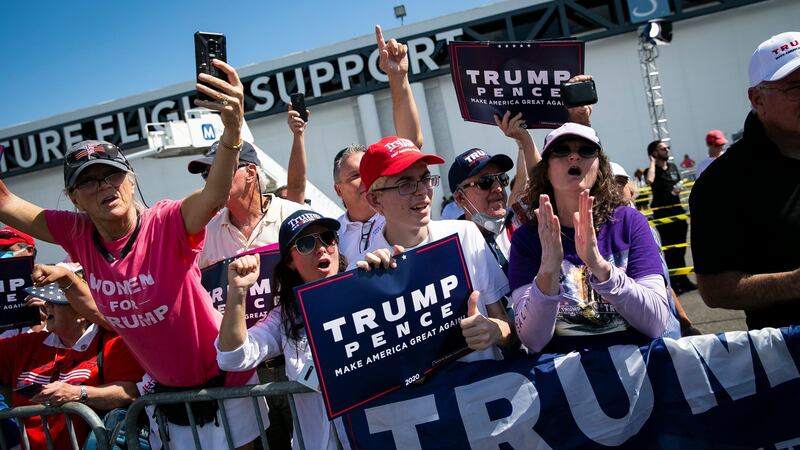 Supporters of US president Donald Trump  wait for him at Tampa International Airport in Florida July 31st. Photograph: Al Drago/New York Times