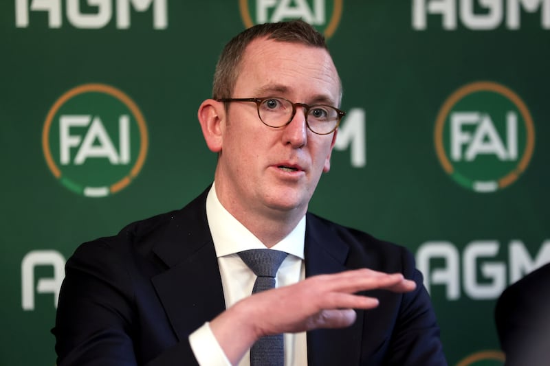 FAI CEO David Courell speaks to the media. Photograph: Laszlo Geczo/Inpho