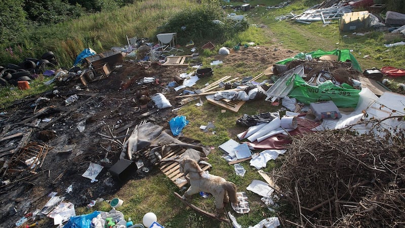 Rubbish dumped at a site in Charlesland near Greystones, Co Wicklow contained household refuse, furniture, tyres and other assorted waste. Photograph: Dave Meehan/The Irish Times