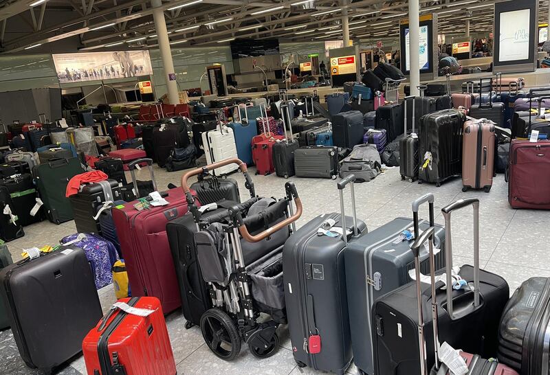 Left luggage at baggage reclaim in Heathrow Terminal 3 earlier in July. Photograph: Adam Kent/PA