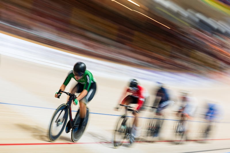 Ireland's Lara Gillespie competes during the point race at the Track Cycling World Championships in Ballerup, Denmark. Photograph: Jonathan Nackstrand/Getty