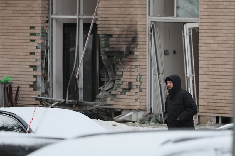 The scene of the explosion in Moscow on Tuesday in which Lieut Gen Igor Kirillov and his assistant were killed. Photograph: Yuri Kochetkov/EPA-EFE