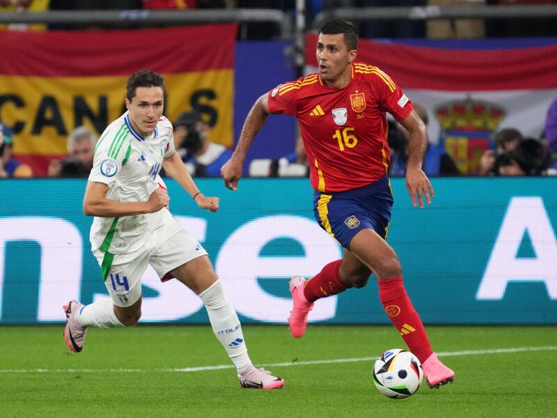 Rodri of Spain in action against Italy in the group stages of the Euros. Photograph: Etsuo Hara/Getty Images