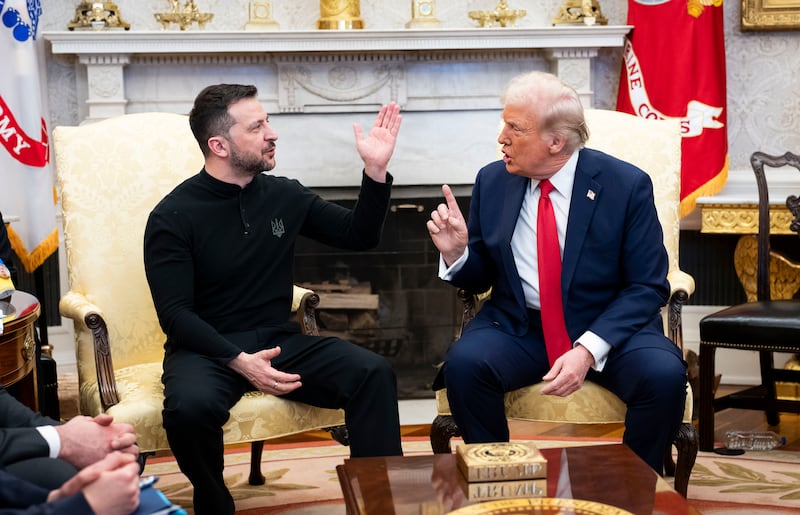 Presidents Donald Trump and Volodymyr Zelenskiy in the Oval Office on Friday. Photograph: Doug Mills/New York Times