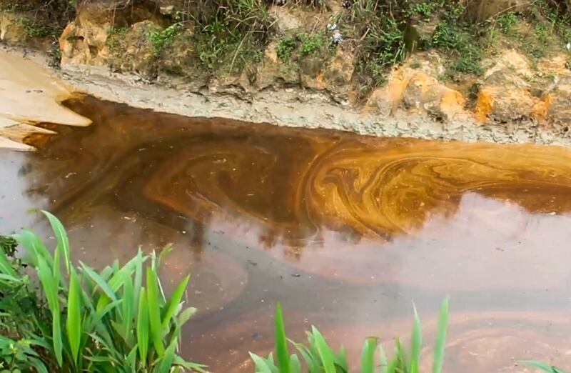 Pollution has upended livelihoods in the Okulu river in Ogoniland. Photograph: AP