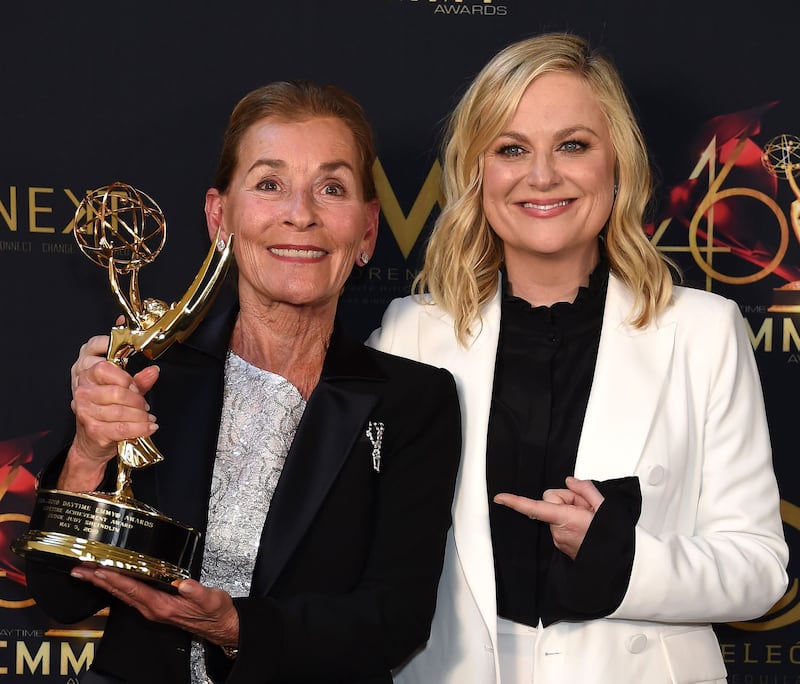 Judge Judy, with her Lifetime Achievement Award, and Amy Poehler at the Daytime Emmy Awards 2019. Photograph: Gregg DeGuire/Getty