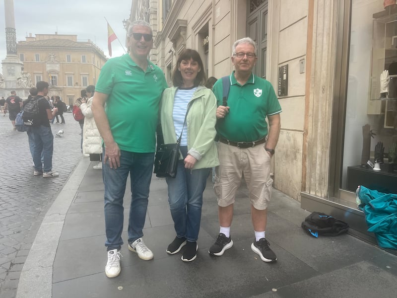 Charlie McMonegal, his wife Gabrielle, and brother Gerry McMonegal. Photograph: Sarah Slater