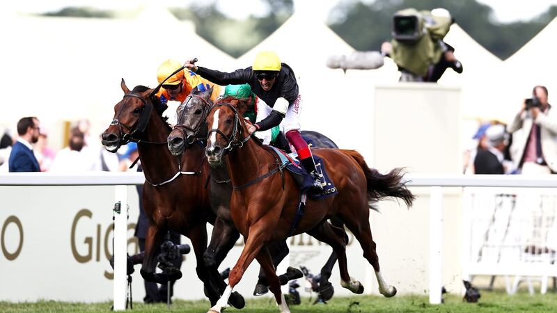 Frankie Dettori and Stradivarius win the Ascot Gold Cup in 2018. Photograph: Bryn Lennon/Getty