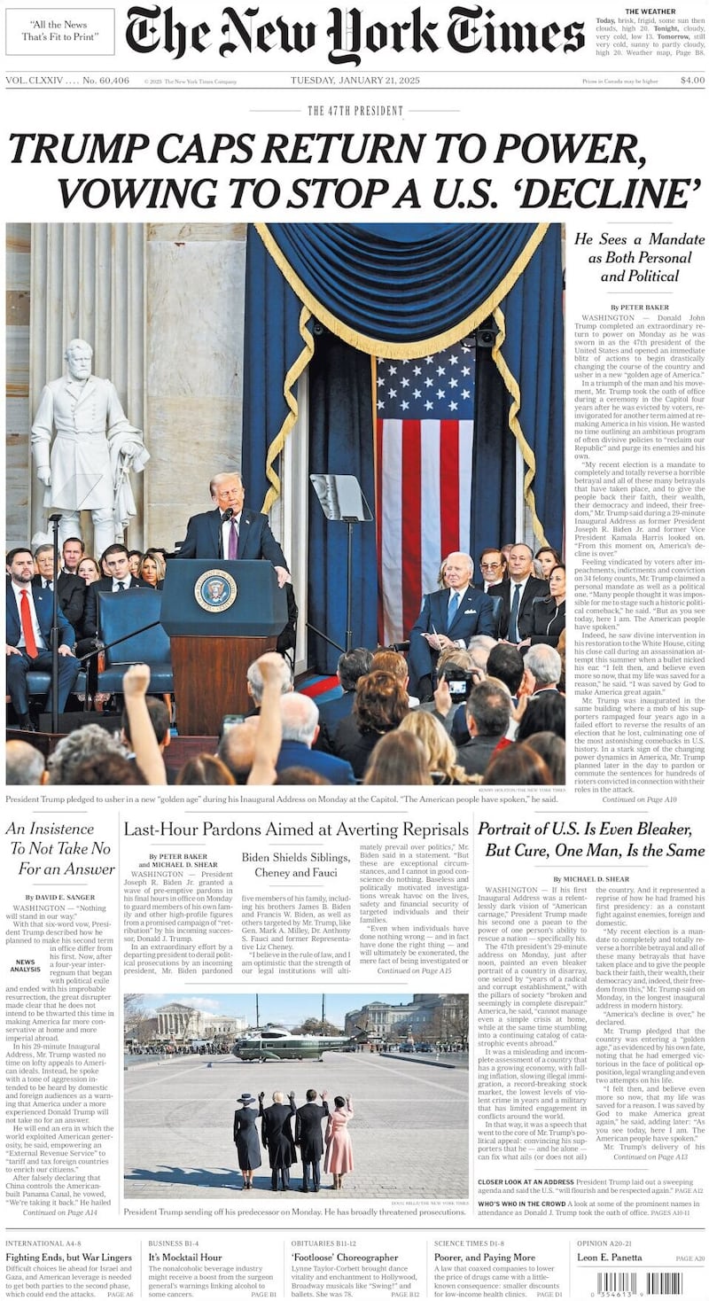 NYT front page