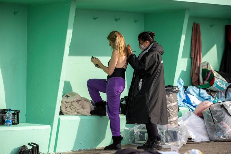 Emerald: Sharon Horgan at the Forty Foot in south Dublin this week. Photograph: Tom Honan