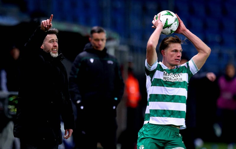 Shamrock Rovers manager Stephen Bradley on the sideline for the Norway game against Molde this week. Photograph: Ryan Byrne/Inpho